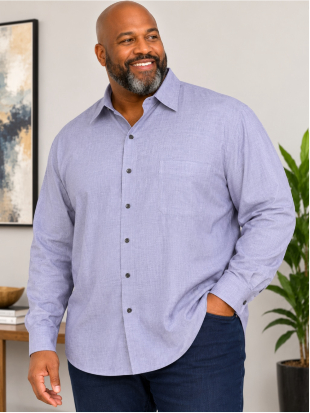 Men's Unbranded Casual Button Down Shirt XXL Blue
